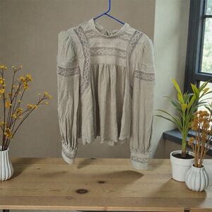 Free People Lace Detail Blouse NWOT Size S